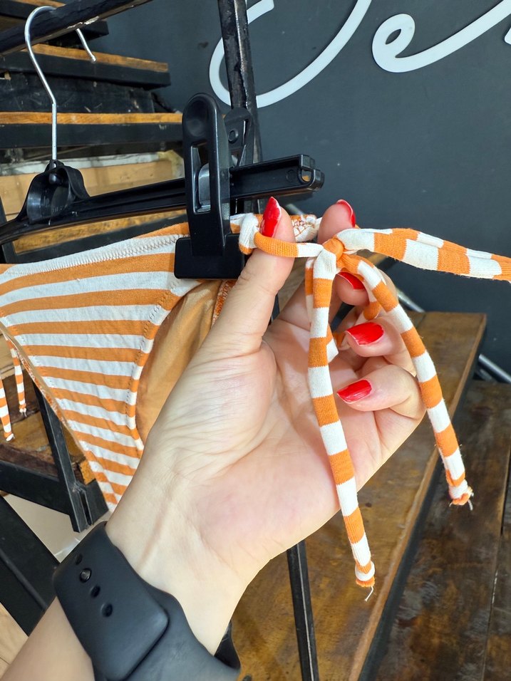 Turuncu Çizgili Mini Bikini Altı 42 beden - Görsel 4