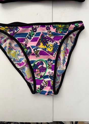 s Beden çeşitli Renk Renkli Pop Art Desenli Kız Bikini takımı s beden