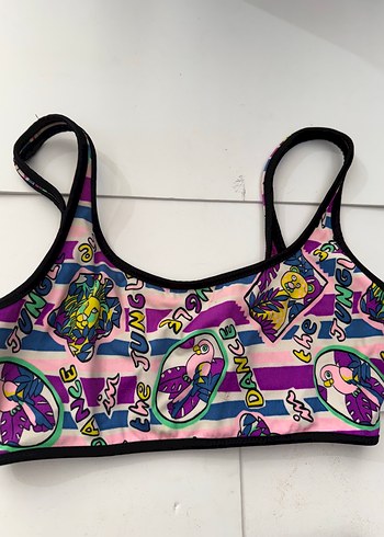Diğer Renkli Pop Art Desenli Kız Bikini takımı s beden