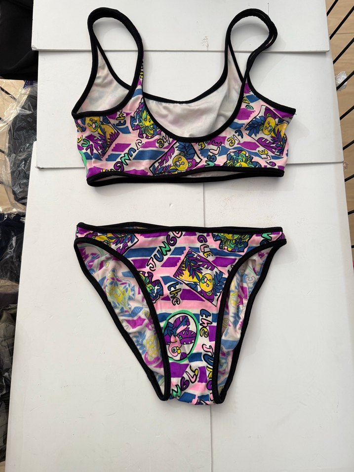 Renkli Pop Art Desenli Kız Bikini takımı s beden - Görsel 3