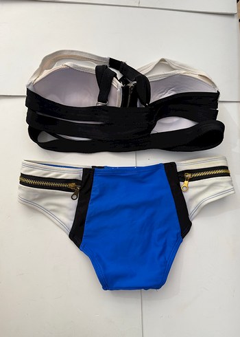 Fermuarlı Mavi Mini Bikini Takımı s beden - Görsel 6