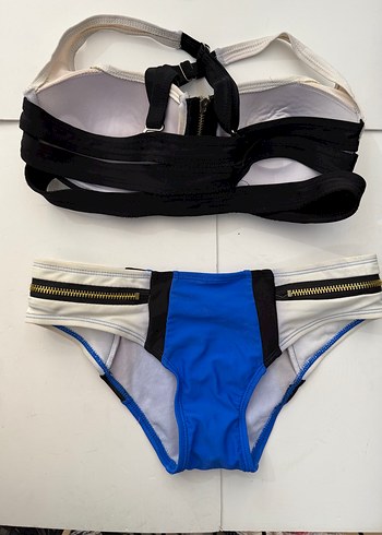 Fermuarlı Mavi Mini Bikini Takımı s beden - Görsel 4