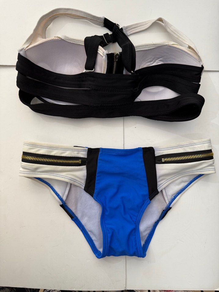 Fermuarlı Mavi Mini Bikini Takımı s beden - Görsel 4