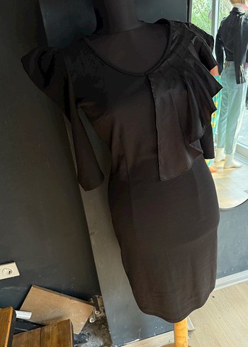 adL Siyah V Yaka Fırfırlı Midi Elbise xs beden - Görsel 18