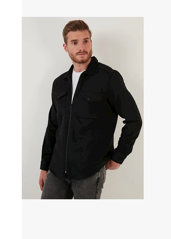 Erkek Siyah Fermuarlı polar etiketli M beden - Görsel 2