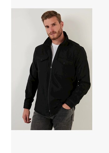 Erkek Siyah Fermuarlı polar etiketli M beden - Görsel 3