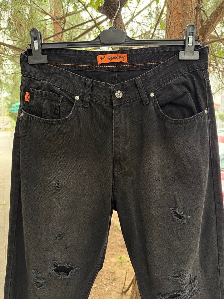 Sokak Stili Siyah erkek Kot Pantolon 31 beden - Görsel 3