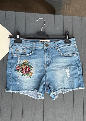 Koton 38 beden Nakışlı Bohem Kadın Kot Şort - Görsel 8