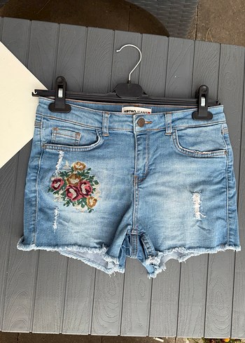 Koton 38 beden Nakışlı Bohem Kadın Kot Şort - Görsel 12