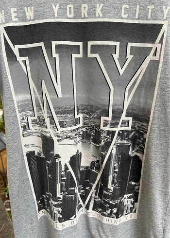 Gri New York Baskılı Erkek Tişört s beden - Görsel 12