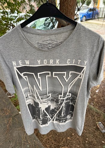 Gri New York Baskılı Erkek Tişört s beden - Görsel 14