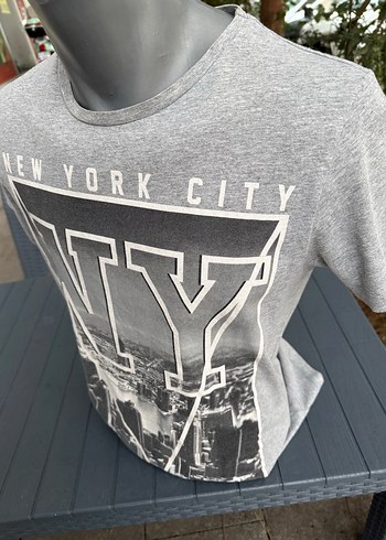 Gri New York Baskılı Erkek Tişört s beden - Görsel 7