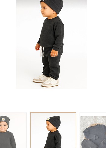 Gri Çocuk Bereli takım 3 lü etiketli 5 yaş - Görsel 5