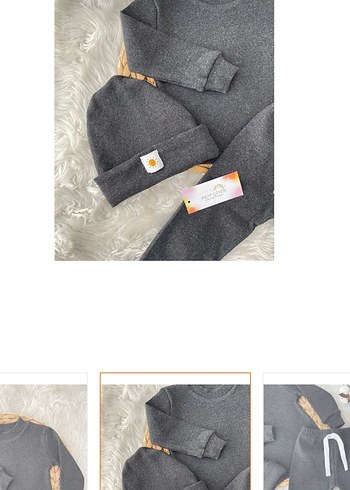 Gri Çocuk Bereli takım 3 lü etiketli 5 yaş - Görsel 2