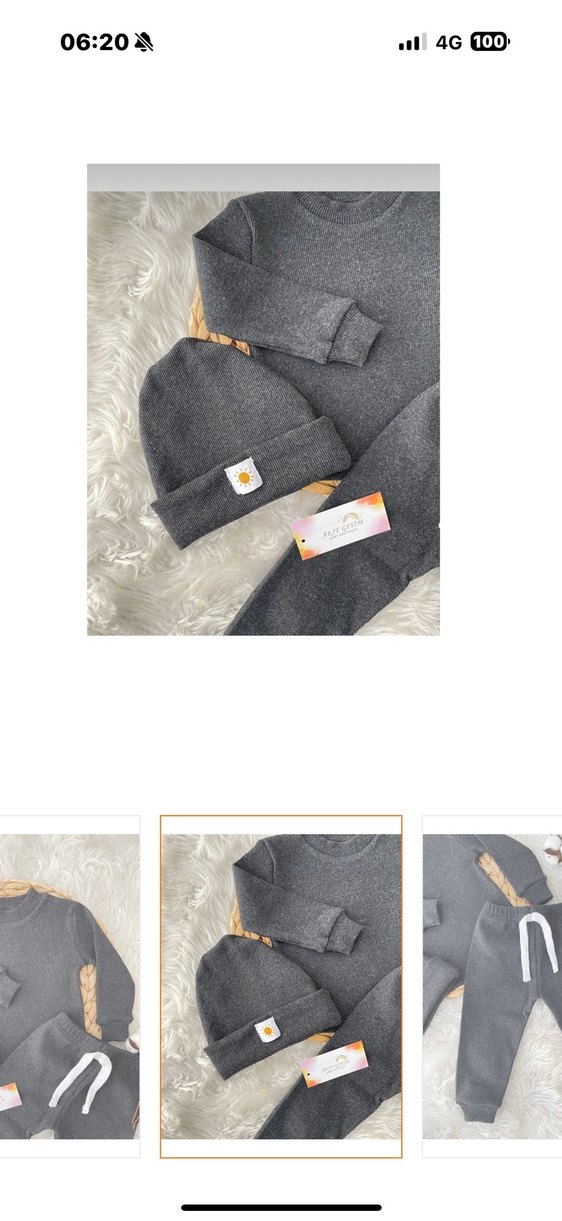 Gri Çocuk Bereli takım 3 lü etiketli 5 yaş - Görsel 2