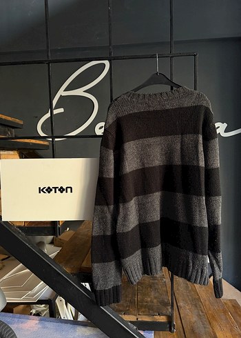 Koton L beden Gri Çizgili dar kalıp Triko erkek Kazak - Görsel 6