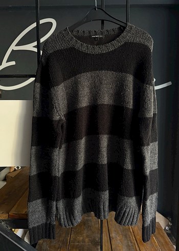 Koton L beden Gri Çizgili dar kalıp Triko erkek Kazak - Görsel 14