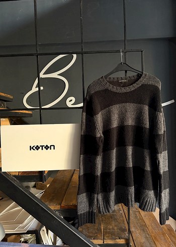 Koton L beden Gri Çizgili dar kalıp Triko erkek Kazak - Görsel 10