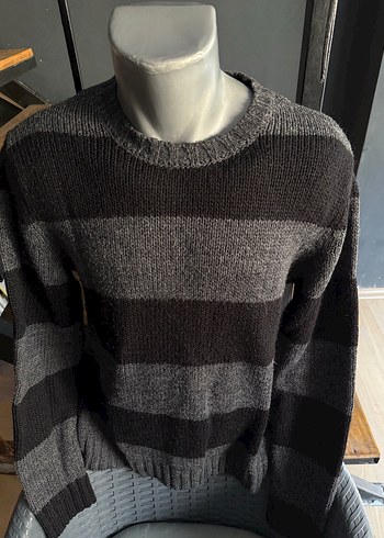 Koton L beden Gri Çizgili dar kalıp Triko erkek Kazak - Görsel 5