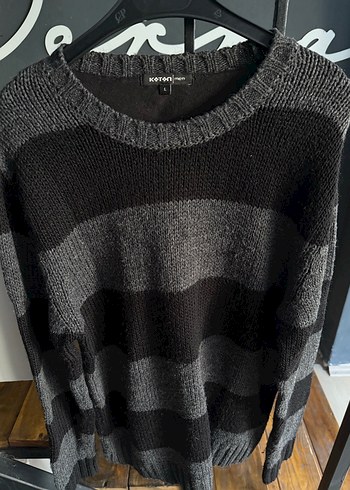 Koton L beden Gri Çizgili dar kalıp Triko erkek Kazak - Görsel 13
