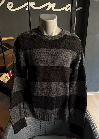 Koton L beden Gri Çizgili dar kalıp Triko erkek Kazak - Görsel 4