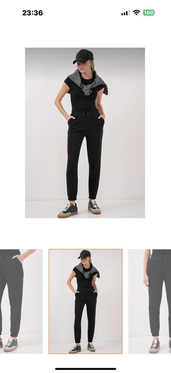 Siyah etiketli Kadın Eşofman Altı s beden 3 iplik - Görsel 3