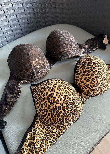 Leopar Desenli Kadın Sütyen 2 li askısı yok 80 beden - Görsel 4