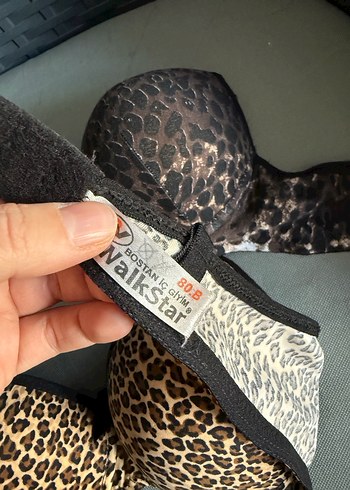 Leopar Desenli Kadın Sütyen 2 li askısı yok 80 beden - Görsel 3