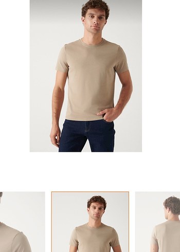 Avva Bej Erkek Bisiklet Yaka Tişört etiketli M beden - Görsel 5