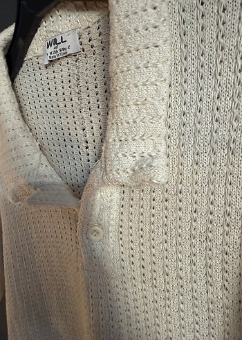 Erkek Örgü Beyaz Polo Tişört m beden - Görsel 12