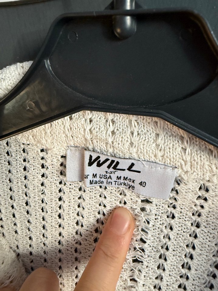 Erkek Örgü Beyaz Polo Tişört m beden - Görsel 2