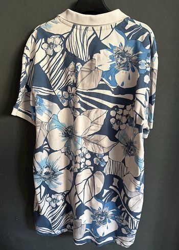 Lufian xl beden Mavi Çiçekli Kısa Kollu Polo Tişört - Görsel 11