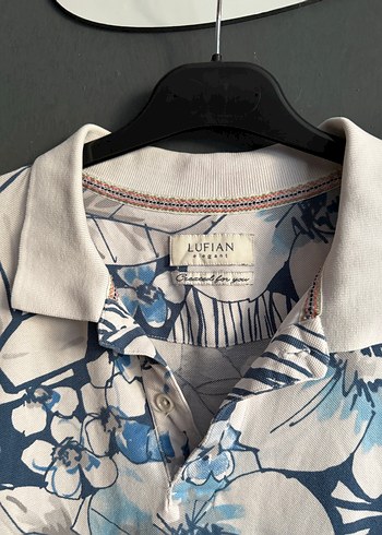 Lufian xl beden Mavi Çiçekli Kısa Kollu Polo Tişört - Görsel 14