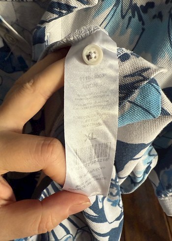 Lufian xl beden Mavi Çiçekli Kısa Kollu Polo Tişört - Görsel 10