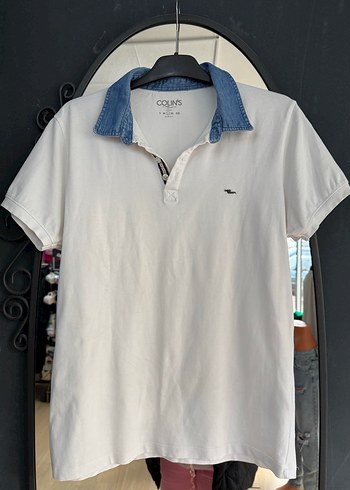 Colins Erkek Beyaz Denim Yaka Polo Tişört L beden - Görsel 8