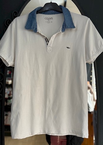 Colins Erkek Beyaz Denim Yaka Polo Tişört L beden - Görsel 10