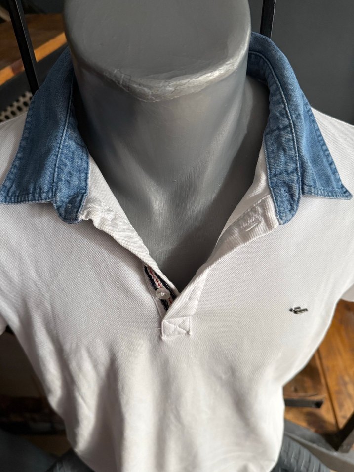 Colins Erkek Beyaz Denim Yaka Polo Tişört L beden - Görsel 4