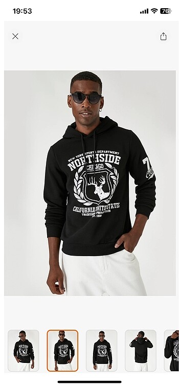 m Beden Koton M beden etiketli kapşonlu sweatshirt