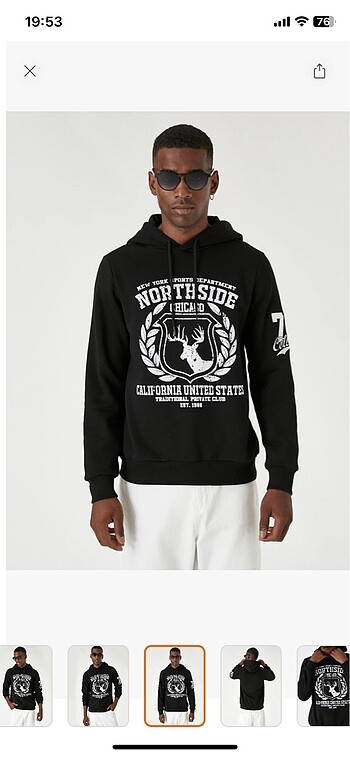m Beden siyah Renk Koton M beden etiketli kapşonlu sweatshirt