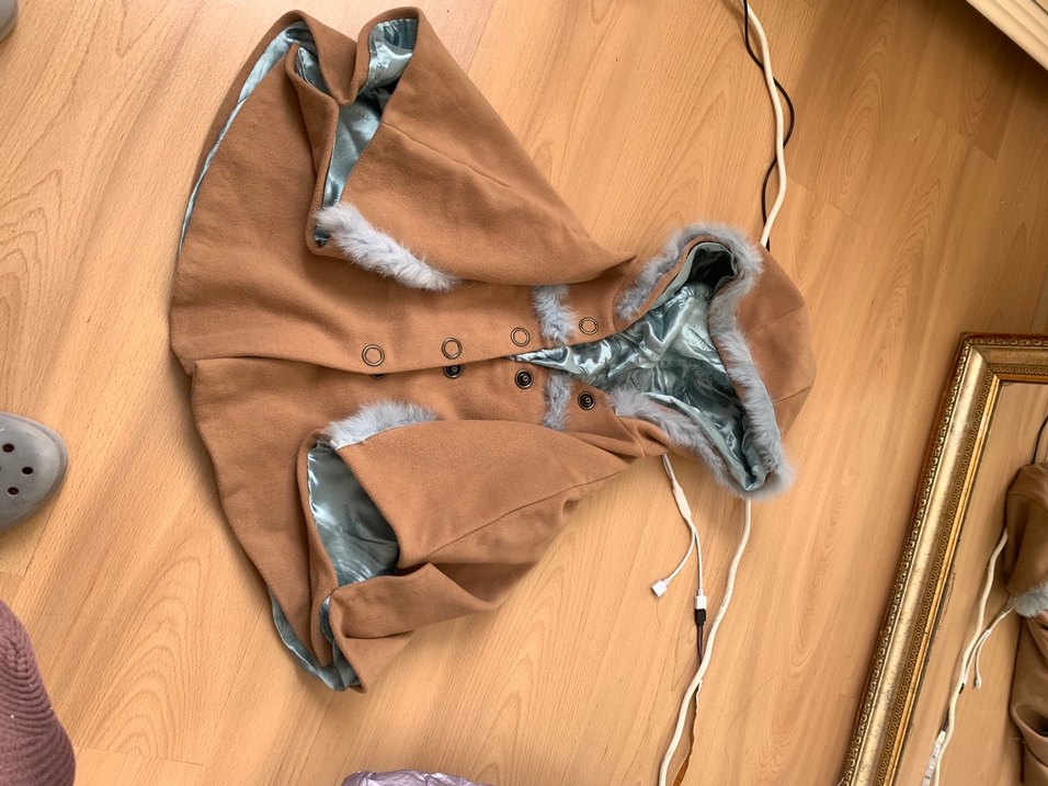 Kız çocuk Panço Kapüşonlu Kaşe Kaban 6-7 yaş - Görsel 2