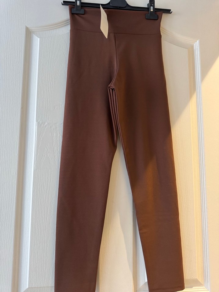 Kahverengi Regular Fit Kadın Kumaş Tayt - Görsel 2