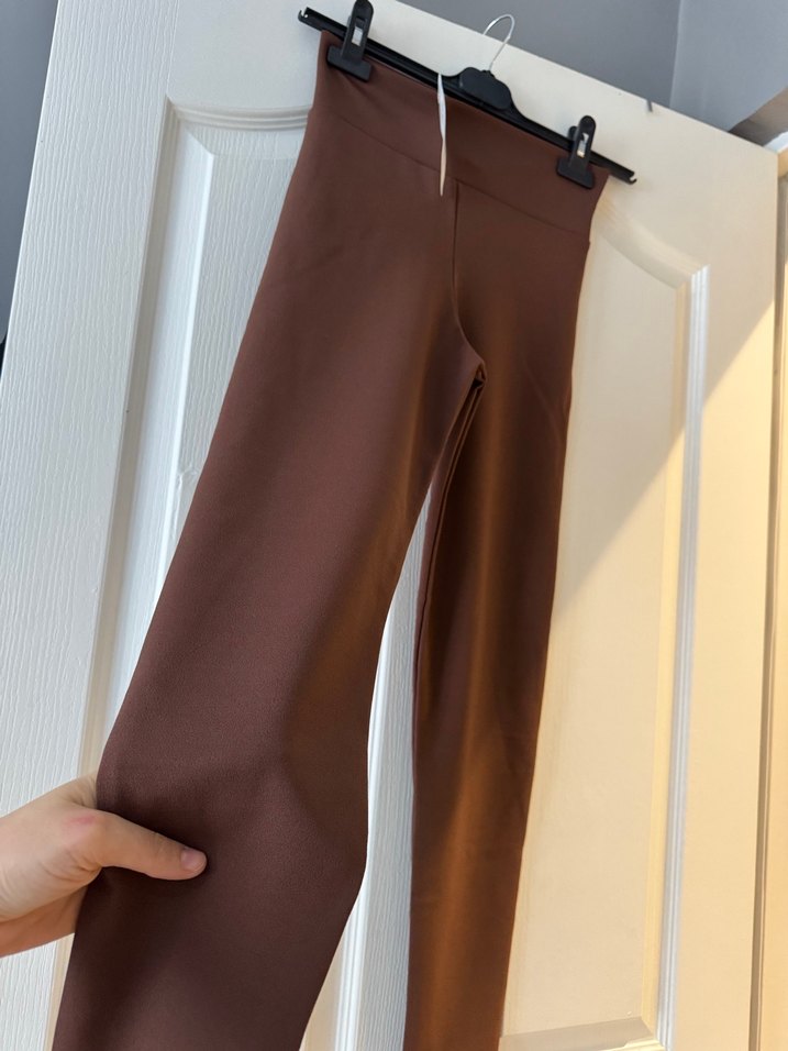 Kahverengi Regular Fit Kadın Kumaş Tayt - Görsel 3