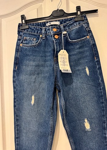 Kadın Mavi Regular Fit Denim Midi Kot Pantolon - Görsel 3
