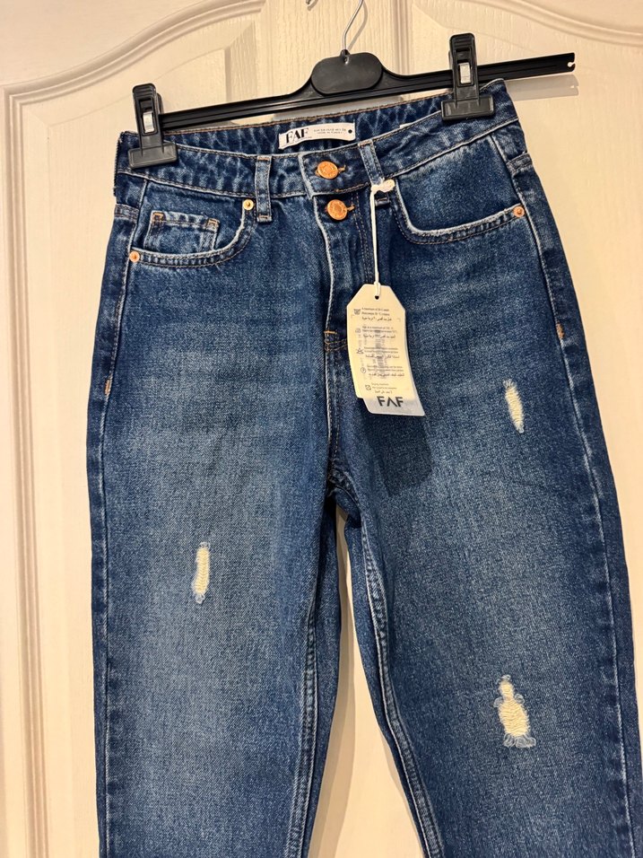 Kadın Mavi Regular Fit Denim Midi Kot Pantolon - Görsel 3