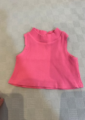 Kız Çocuk Pembe Straplez Baskılı Tişört - Görsel 5