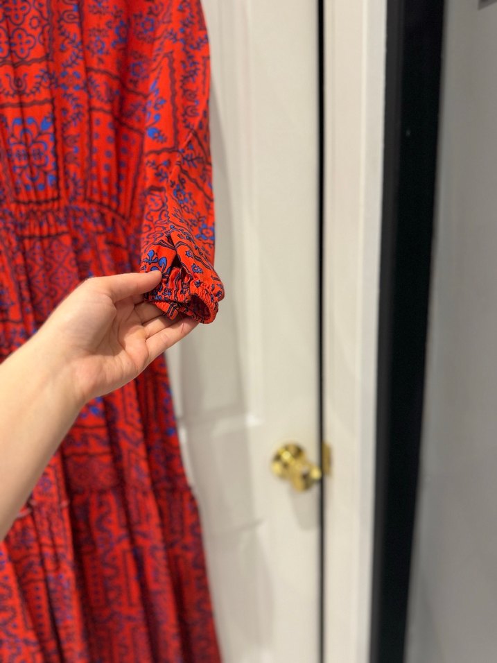 Uzun Kollu Kırmızı Bohem Uzun Elbise - Görsel 4