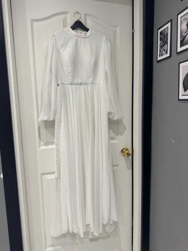 Beyaz Uzun Kadın Elbise NİKAH ÖZEL GÜN GELİNLİK - Görsel 2