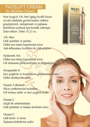 XAURA KIRIŞIKLIK SERUMU 24K ALTIN - Görsel 4