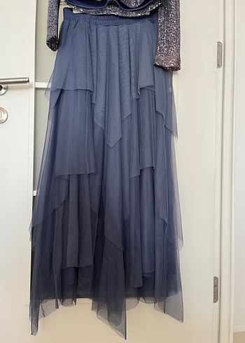 Uzun Kollu Drapeli Kadın Abiye Elbise - Görsel 3