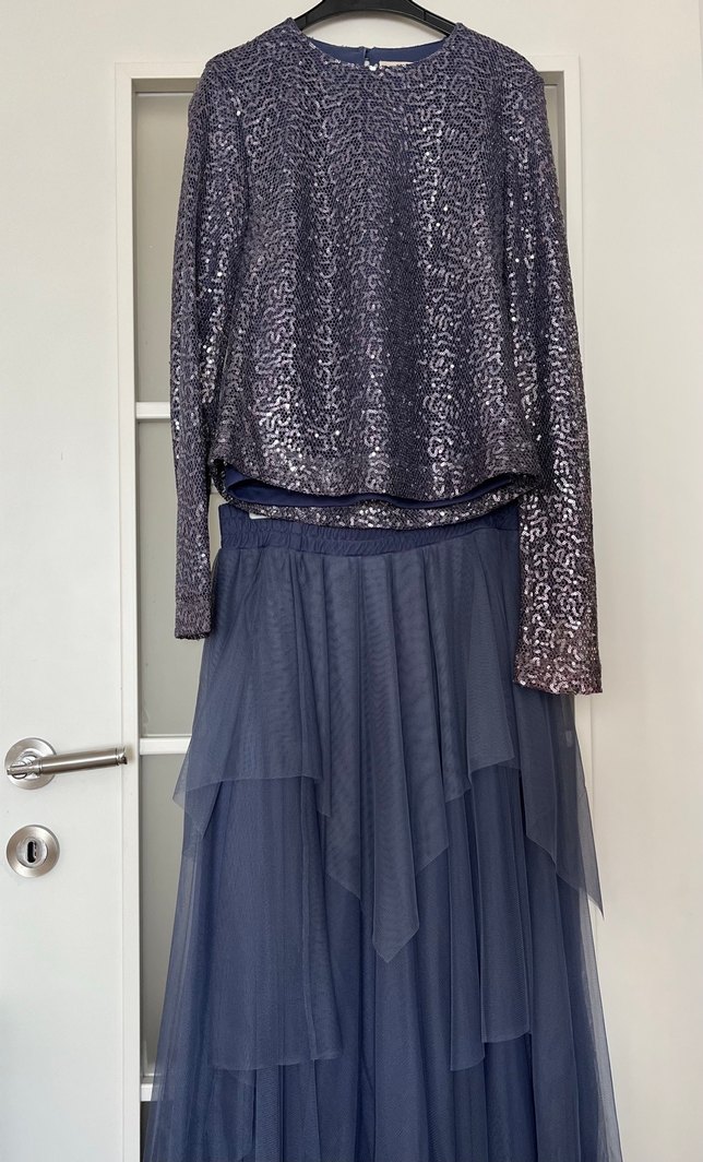 Uzun Kollu Drapeli Kadın Abiye Elbise - Görsel 2